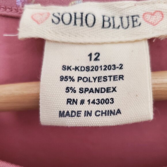 Soho Blue Mauve Purple Unicorn Short Sleeve Dress Girls Size 12 - Picture 5 of 5